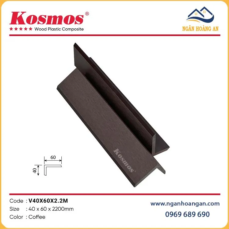 Nẹp Góc V Gỗ Nhựa Ngoài Trời Kosmos V40X60X2.2M 